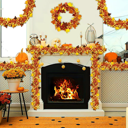 33 FT Thanksgiving Turkey Tinsel Garland, Fall Thanksgiving Party Decorations Shiny Metallic Garland Thanksgiving Turkey Garland for Home Indoor Outdoor Friendsgiving Party Decorations