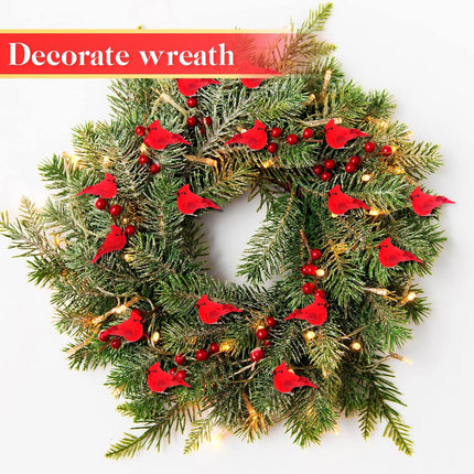 Set of 36 Cardinal Bird with Clip Handmade Christmas Artificial Birds Clip Ornaments Fake Tree Birds Artificial Birds for Christmas Tree Outdoor Wreaths Crafts, 2'', 4'', 6''(Red)