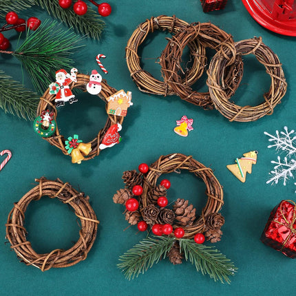 Ruisita 24 Pieces Grapevine Wreaths Vine Branch Wreath Natural 3 Inch Christmas Rattan Wreath Garland Decoration for Christmas Holiday Craft or Wedding Supplies