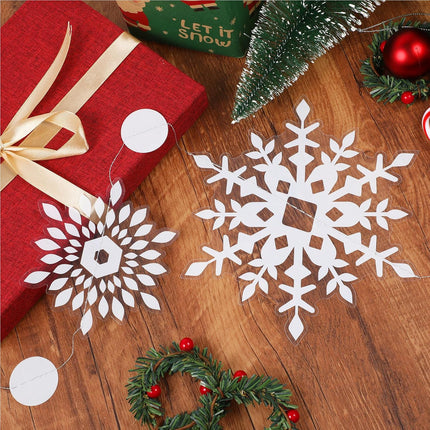 Winter Wonderland Decorations, Christmas Snowflake Garland Transparent White Large Snow Flake Garland Streamers Hanging Snow Flakes for Christmas Year Party Decoration Window Door Accessory