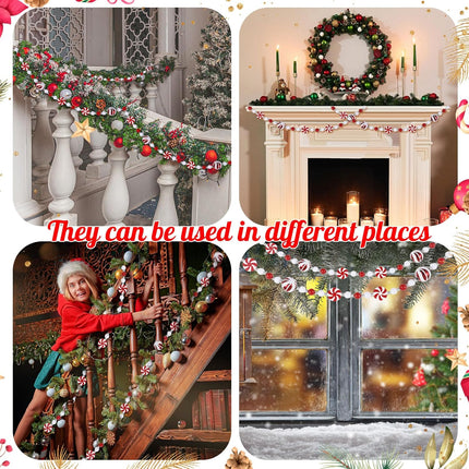 10 Feet Candy Garland for Christmas Tree Candy Cane Garland Peppermint Christmas Decorations Fake Crystal Glitter Candy Decor Christmas Tree Garland for Xmas Home Decoration
