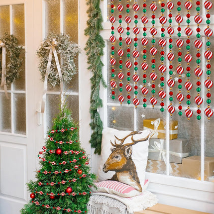 Crowye 40 ft Christmas Tree Garland Plastic Candy Bead Peppermint Ball Christmas Garland Candy Cane Christmas Decorations Christmas Beaded Garland for Xmas Party Fireplace Home Decor (Xmas Ball)