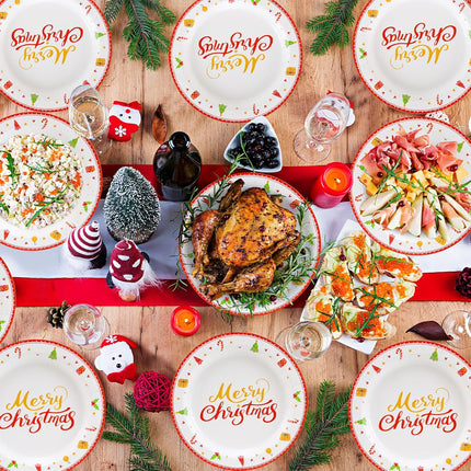Lamosi 100Pcs Christmas Paper Plates, Paper Plates Christmas Party Supplies, 10 inch Disposable Dinner Plates for Birthday Holiday Wedding Event