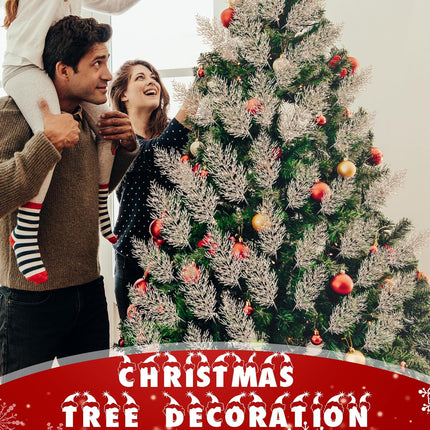 Giegxin 48 PC Christmas Glitter Artificial Pine Needles Pine Tree Twig Picks Branches for Wedding Tree Glittery Stem for Christmas DIY Wreath Garden Embellishing Garland Decoration(Champagne)