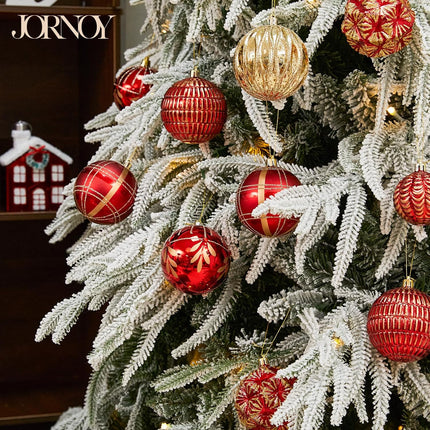 Christmas Ornaments 3.15In Shatterproof Christmas Tree Decorations Sets 12ct Xmas Hanging Ornaments Large Baubles Ornaments Decor for Xmas Tree, Red Gold