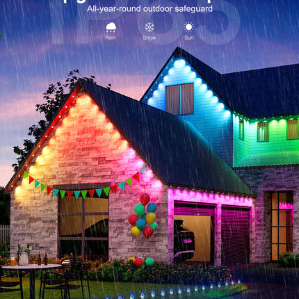 VCOKEN Permanent Outdoor Lights, 63.6ft with 36LED Outdoor Christmas Lights with App Control Remote, DIY Scene Modes Eaves IP65 Waterproof Lights for Christmas, Holiday, Outdoor Decor, Garden Decor