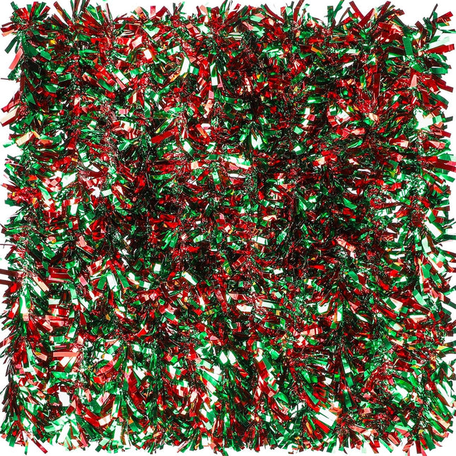 Sosation 200 ft Christmas Tinsel Garland Christmas Tree Decorations Christmas Garland Ornament Glitter Tinsel Twist Garland Metallic Streamer Outdoor Hanging Garland for Wedding(Red Green)