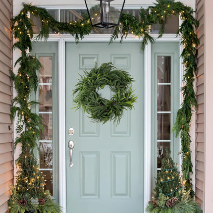 2 Pcs Real Touch Norfolk Pine Garland,Pine Garland for Christmas Decor with Extension Branch,Artificial Green Garlands for Decoration,Christmas Garland Greenery Garland for Mantle Table Wall, 6 Feet