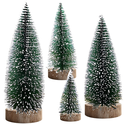 KatchOn, Flocked Mini Christmas Tree for Desk - 4 Pieces Bottle Brush Christmas Trees for Christmas Table Decorations Snow Frosted Miniature Christmas Tree for Merry Christmas Table Decorations