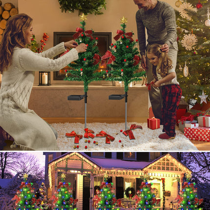 Solar Christmas Decorations Trees Lights Outdoor Waterproof, 40LED-Lights Solar Yard Decorative, Solar Stake Lights Xmas Tree Garden Decor with Constant & Flashing Modes for Pathway Lawn Patio, 2PCS