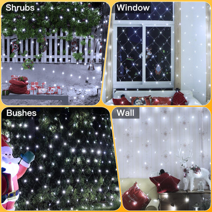 Ollny Net Lights Outdoor Mesh Lights 210LED 10x7ft, IP67 Waterproof Connectable Christmas Net Lights, 8 Modes Plug in Bush Lights for Tree Shrubs Outside Indoor Decorations, Cool White