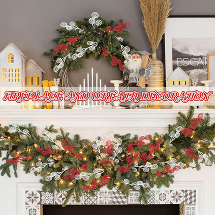 Zeyune 80 Pcs Christmas Candy Shape Curly Sticks Glitter Stem Ornaments Decorative Christmas Tree Picks Artificial Christmas Glittery Twigs for Wedding Holiday Party Home Decorations (Red White)