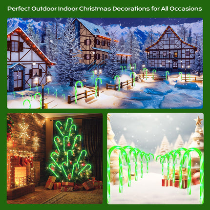 Christmas Candy Cane Lights 6Pcs Christmas Pathway Lights with 36 Count Incandescent Green Lights, Connectable 12 Inch Pathway Makers Lights for Indoor Outdoor Walkway Patio Yard Lawn Decorations