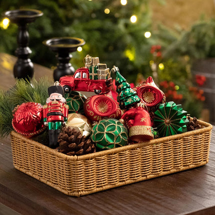Valery Madelyn Christmas Tree Decorations Set, 80ct Red Green and Gold Shatterproof Christmas Ball Ornaments Bulk, Traditional Country Hanging Ornaments for Christmas Trees Xmas Holiday Decor