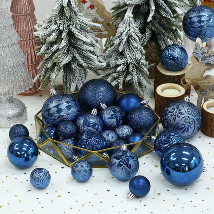 34ct Navy Blue Christmas Ball Ornaments Shatterproof Plastic Christmas Tree Decorations for Xmas Party Home Office Holiday Decor -Medium Size (2.36"/ 60mm)