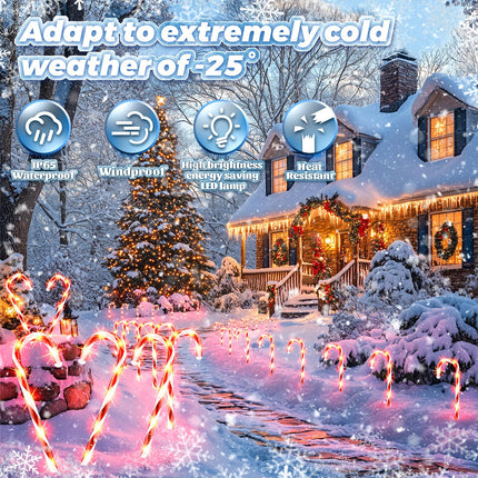Solar Christmas Decorations Lights Outdoor: 24 Pack Candy Cane Light Waterproof for Yard Decorative Outside - LED Pathway Stake Lighted Path Garden Tree House Xmas Decor