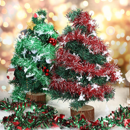 8 Pcs 52.5ft Christmas Tinsel Garland Metallic Streamers Green Red Christmas Garland Xmas Tree Tinsel Garlands Christmas Tinsel Ribbon Garlands Tinsel Twist Garland for Indoor Holiday Party Decoration