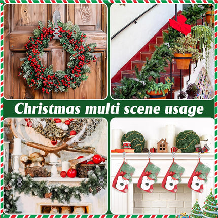 12 Pcs Christmas Garland Ties Wreath Holder- 8.5" Adhesive Silicone Christmas Garland Hangers- Stretchable Adhesive Straps Stocking Holder for Mantle Stairways Garland Decoration