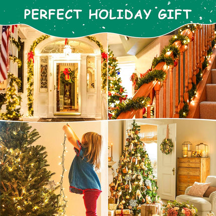 HEYFUNi Clear Christmas Lights 50Count 13Feet White Christmas Tree Lights Set, Incandescent Bulb Mini String Lights for Indoor Outdoor Tree Party Weeding Home Xmas Holiday Decorations,Green Wire