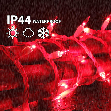 RED Christmas Lights Set 100 Count 19.6 Feet Incandescent Bulb Mini String Lights for Indoor Christmas Tree Garland Birthday Wedding Party Festival Decoration, White Wire