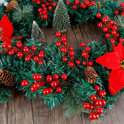 winemana 24 Pack 8 Inch Christmas Faux Picks Winter Berry Sprigs, Artificial Red Berries Stems Ornaments for Christmas Tree DIY Crafts Wreath Garland Decor