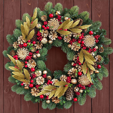 24 Pcs Artificial Glitter Gold Leaves,13" Glittered Christmas Gold Flowers Leaf Christmas Tree Picks and Sprays for Christmas Wreath Xmas Tree Ornaments Wedding Table Decorations