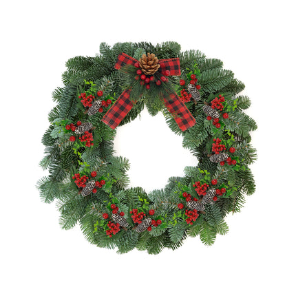 BANBERRY DESIGNS Holiday Christmas Berry Picks - 10 Pieces – Flexible Greenery Snow Tipped Pinecone Red Berries 9" L