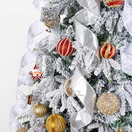 Silver Glitter Christmas Tree Topper Bow 11 inch with 6 Ribbon Tails 3 Yards Elegant Holiday Decoration for Indoor and Outdoor Use Perfect for Family Weddings and Party(Silver Glitter)