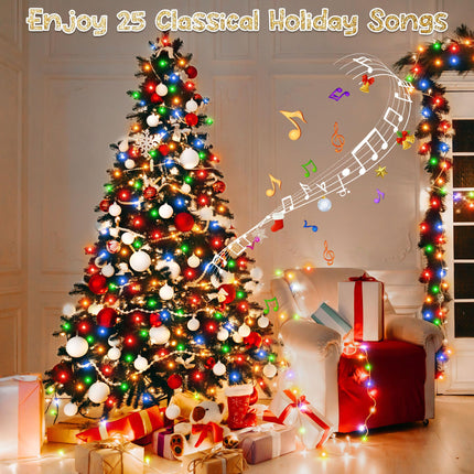 Meonum Christmas Lights with Music, Singing Christmas Lights Plays 25 Classical Holiday Songs, 7 Function Mode, Adjustable Volume and Mute, Musical Christmas Tree Lights(Multi Color,32 FT)