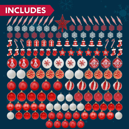 Joiedomi 157 Pcs Christmas Ornaments with a Star Tree Topper, Shatterproof Christmas Ornaments for Holidays, Party Decoration, Tree Ornaments, Events, and Christmas()
