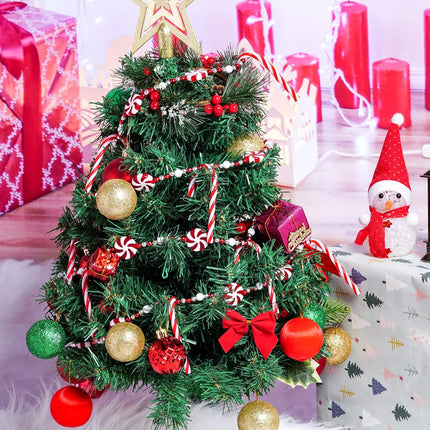 obmwang 10 Feet Christmas Candy Cane Garland Christmas Candy Swirl Garland Red and White Candy Peppermint Bead Garland Christmas Tree Decorations for Xmas Party Supplies Holiday Favors