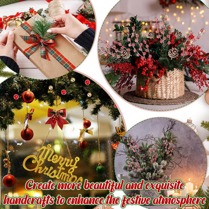 Hotop 134 Pcs Christmas Wreath Decorations Kits Included Grapevine Wreaths Pine Branches Pinecones Letter Signs Bow Ties Berry Picks for DIY Christmas Craft Garden Front Door Art Wall Hanging Decors