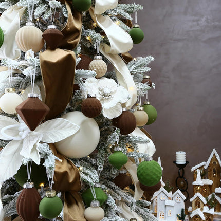 Sea Team 16-Pack Flocked Velvet Christmas Tree Ball Ornaments Set, Decorative Hanging Baubles, Shatterproof Plastic Decorations for Xmas Tree, Wreath, Garland, 80mm/3.15 Inches, Prairie Fall