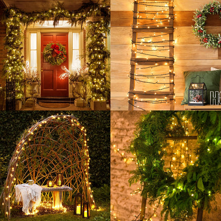 2 Pack Battery Operated String Lights, 23ft 70 LED String Lights with Auto Timer 8 Modes Outdoor Waterproof Twinkle Fairy Lights for Wedding Party Wreath Tree Decoration (Warm White)