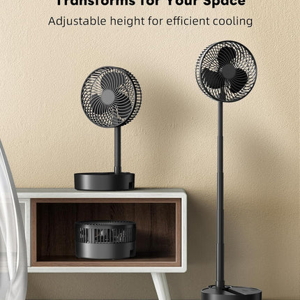 Koonie 10000Mah Portable Fan, 8 Inch Foldable Stand/Desk Fan Up To 20 Hours Night Light Battery Powered Fan Cordless Height