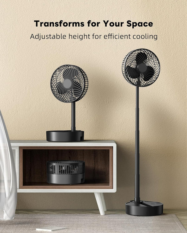 Koonie 10000Mah Portable Fan, 8 Inch Foldable Stand/Desk Fan Up To 20 Hours Night Light Battery Powered Fan Cordless Height