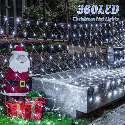 HEYFUNi Net Mesh Waterproof String Lights,360LED 13ft x 5ft Christmas Net Lights, 8 Modes,Connectable for Indoor Outdoor, Curtain,Garden,Christmas Tree, Bush, Party, Holiday, Wall Decor (White)