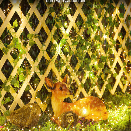 Brightown Solar Lights for Outside, 9.8Ft 120 LED Solar String Lights Outdoor Waterproof, 8 Modes Firecracker Balcony Lights for Tree Patio Christmas Party Wedding Decor (Warm White)