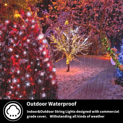500 LED String Lights Outdoor, 16 Modes Plug in Twinkle Fairy Lights for Bedroom, 46ft 500LED Christmas Lights Cluster Lights Outdoor Waterproof Red&White Bulb