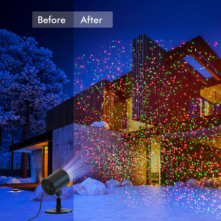 Christmas Projector Lights Outdoor, Outdoor Garden Decorations Landscape Lights with Red and Green Stars, IP65 Waterproof, Cold Resistant, for Holiday Party Yard Decoration