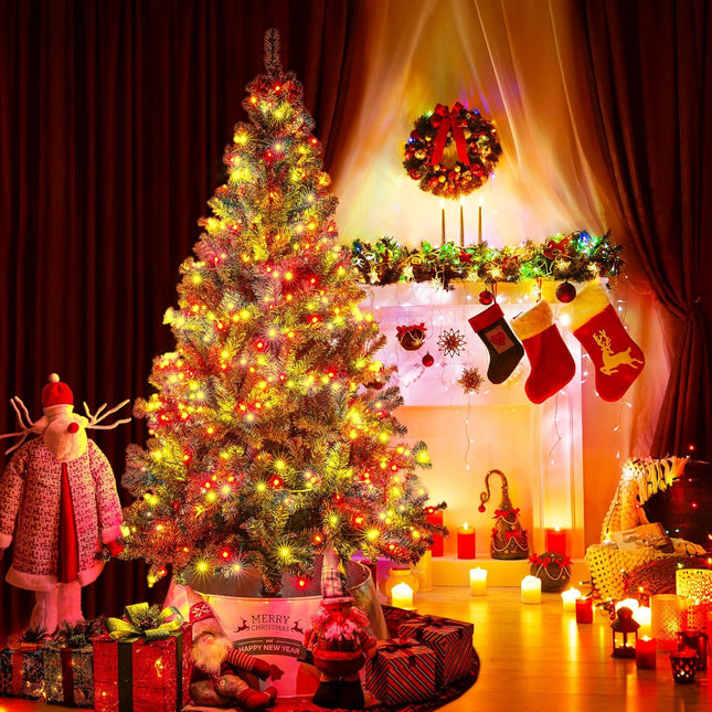 Sunnyglade 4Ft Premium Artificial Christmas Tree with 240 LED Multicolored String Lights (NOT Pre-Strung) & Rugged Metal Stand,8 Lighting Modes,400 Tips Full Tree,Xmas Decoration(4Ft,Multicolor)