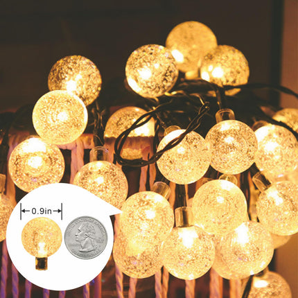 Updated Solar String Lights Outdoor Waterproof 2 Pack 120 Led 72ft Warm White Big Ball Led Christmas Lights for Garden Lawn Gazebo Porch Decor, Camping, Yard, Crystal Globe Lights with 8 Modes