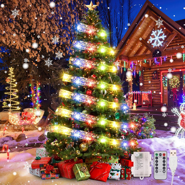 Dailyart Christmas Tree Decorations, 78Ft 200 LED Ribbon Christmas Lights with USB/Battery Operated Remote & Timer, 8 Modes Christmas Tree Lights Fairy String Lights for Xmas Tree Garland (Multicolor)