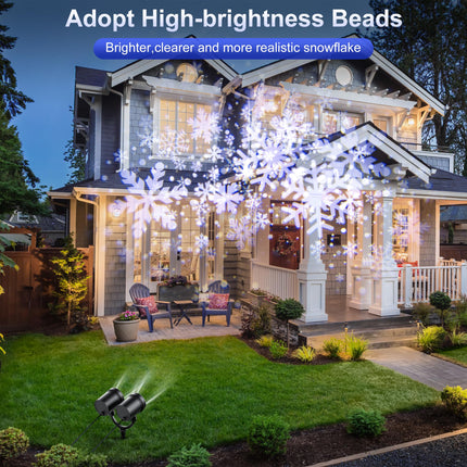 Christmas Projector Lights Outdoor, Double Head Snowfall LED Lights Waterproof, Outdoor Christmas Snowflake Projector Lights with Timer for Xmas Holiday Party, Patio, Garden Decoration