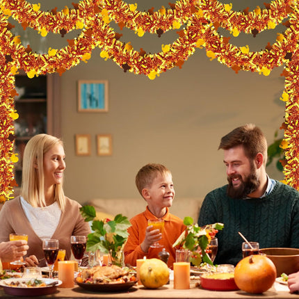 33 FT Thanksgiving Turkey Tinsel Garland, Fall Thanksgiving Party Decorations Shiny Metallic Garland Thanksgiving Turkey Garland for Home Indoor Outdoor Friendsgiving Party Decorations