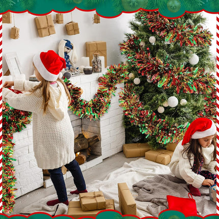 177 Feet Christmas Tinsel Garland Metallic Christmas Tree Garland Shiny Hanging Christmas Tree Tinsel Garland Ornaments for Indoor Outdoor Party Wedding Holiday (Red Green Gold)