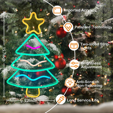 Christmas Tree Neon Lights for Christmas Decor LED Xmas Tree Neon Sign for Christmas Party, Wall, Home, Bedroom,Decoration,(Plug Included)