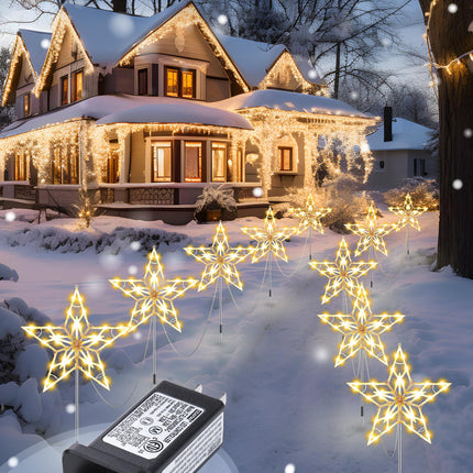 Brightown Star Christmas Pathway Lights Outdoor, 10 Large Star Christmas Sidewalk Lights, Christmas Decorations Outside Yard Lawn Path Walkway Driveway Marker Stake, Warm White