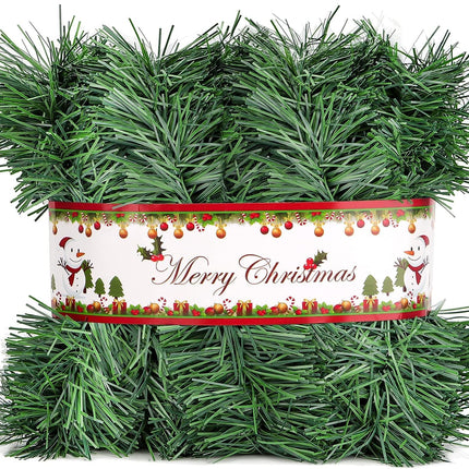 Christmas Garland Christmas Decorations, 33 Feet Green Outdoor Garland for Christmas Decor, Unlit Fluffy Twist Christmas Tree Garland for Stairs Railing, Staircase, Fireplace, Window, Door, Holiday