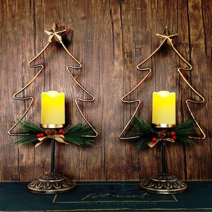 Lulu Home Lighted Christmas Table Decorations, 2 Pack 15.7 Inch Christmas Tree with Battery Operated Candle Lights, Light Up Christmas Tabletop Decorations, Xmas Holiday Winter Tabletop Desk Ornament